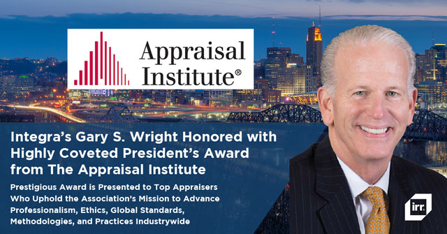 Integra’s Gary S. Wright Honored with Highly Coveted President’s Award  from The Appraisal Institute