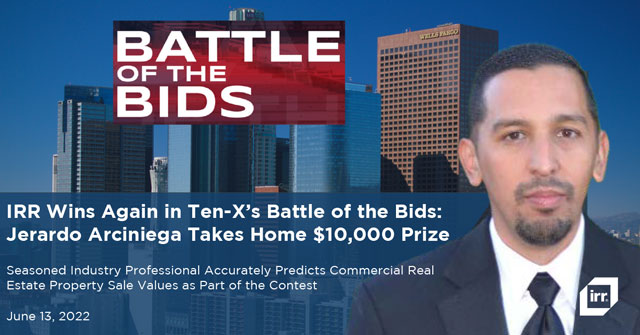 IRR Wins Again in Ten-X’s Battle of the Bids: Jerardo Arciniega Takes Home $10,000 Prize