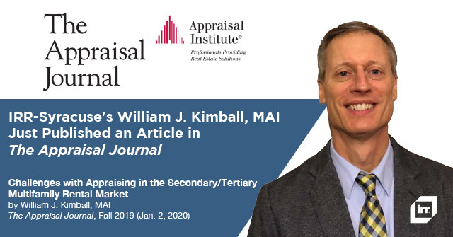 IRR-Syracuse's William J. Kimball, MAI Just Published an Article in The Appraisal Journal