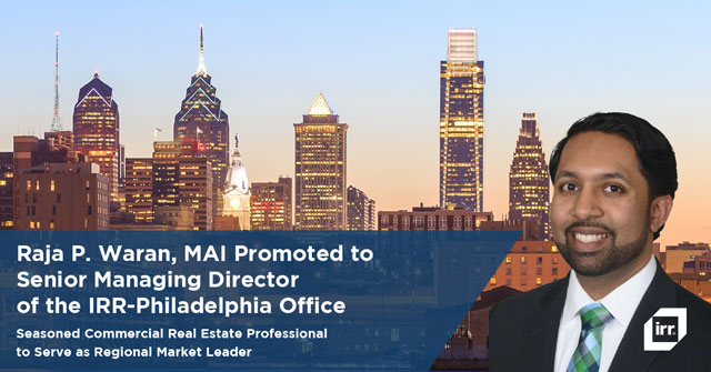 Raja P. Waran Promoted to Senior Managing Director Of Integra Realty Resources’ Philadelphia Office
