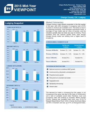 2015 Mid-Year Viewpoint Orange County Hospitality Report