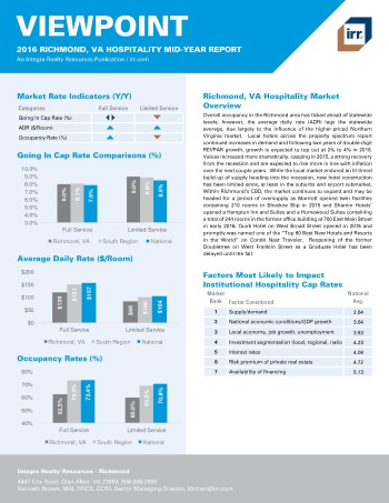 2016 Mid-Year Viewpoint Richmond Hospitality Report