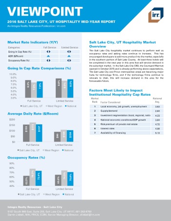 2016 Mid-Year Viewpoint Salt Lake City Hospitality Report