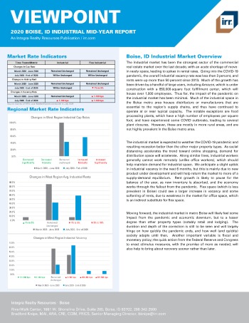 2020 Mid-Year Viewpoint Boise, ID Industrial Report