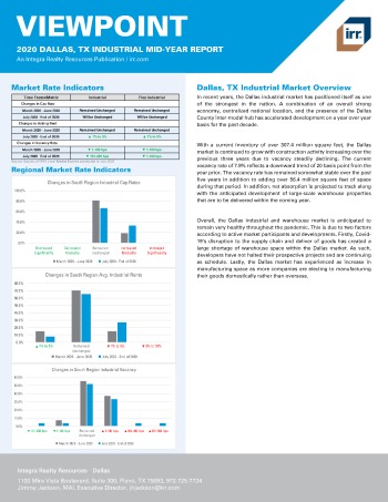 2020 Mid-Year Viewpoint Dallas, TX Industrial Report