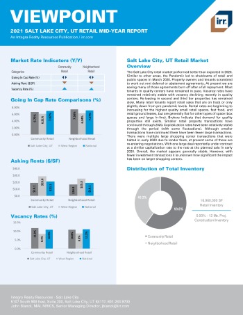 2021 Mid-Year Viewpoint Salt Lake City, UT Retail Report